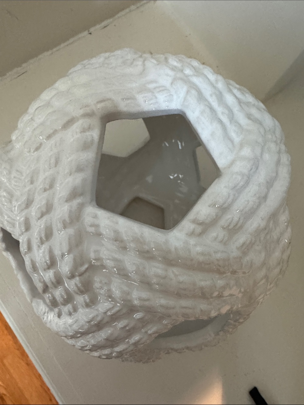 White Ceramic Rope Orb Accent - Picture 3 of 4